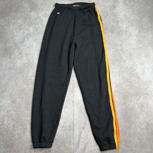 Aviator Nation Charcoal Grey Rainbow Stripe Sweatpants Joggers XS Made in USA